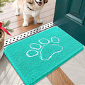 OLANLY Dog Door Mat for Muddy Paws 24x16, Paw Print Design, Absorbs Moisture and Dirt, Absorbent Non-Slip Washable Doormat, Quick Dry Chenille Mud Mat for Dogs, Entry Indoor Entryway Carpet, Teal by OLANLY