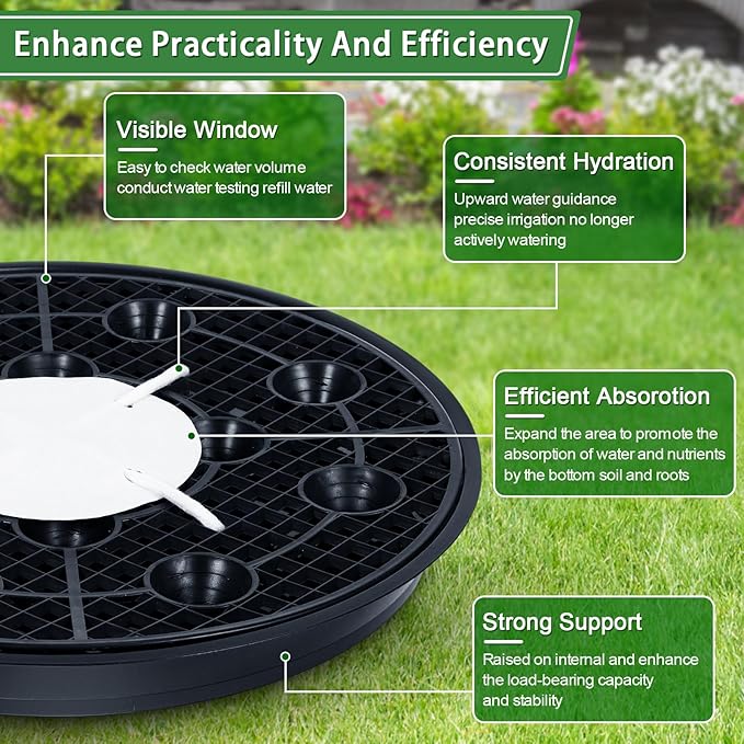 4 Pack 16.5'' Self-Watering Fabric Pot Base - Auto-Irrigation System Plant Saucer for 10 Gallon Fabric Pot, Auto Watering Plant Water Tray Self Watering System for Indoor Greenhouse Grow Tent Garden - Image 4