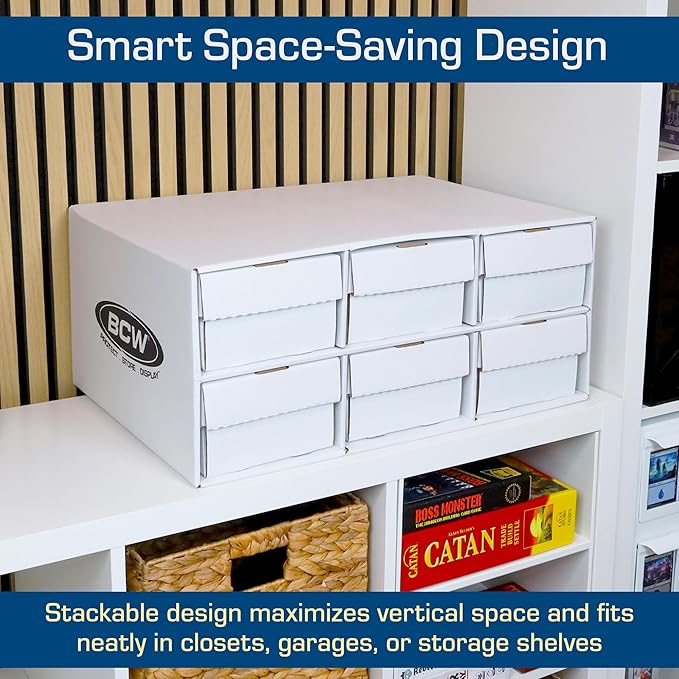 BCW 1600 Count Two Row Card House Storage Box with 6 Shoe Boxes | Holds 9600 Standard Trading Cards | Cardboard Storage House with Six 2 Row Card Storage Boxes - Image 5