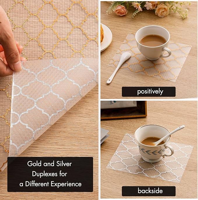 Cooyes Shelf Liner, Non Adhesive Drawer and Cabinet Liner, EVA Washable Oil-Proof Shelf Paper for Kitchen Cabinets, Refrigerator, Storage, Desks with Modern Pattern - Image 8