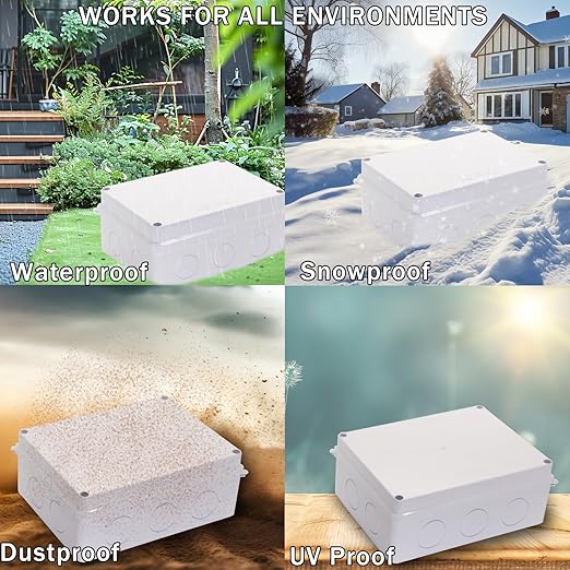 Junction box Dustproof Waterproof IP65 ABS Plastic Electrical Boxes, Indoor & Outdoor Electrical Power Cord Enclosure Universal Project Box DIY Case White 11.8 x 9.8 x 4.7 inch(300x250x120mm) - Image 6
