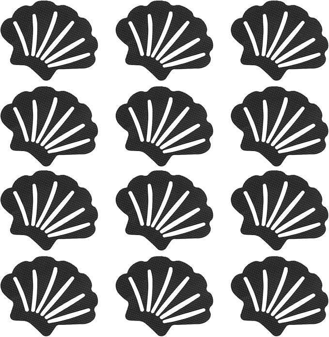 PATIKIL 12 Pcs Non Slip Bathtub Stickers, Anti Slip Shower Stickers Bathroom Shower Floor Decals Sea Shell Shape Cute Treads Tubs, Black by PATIKIL