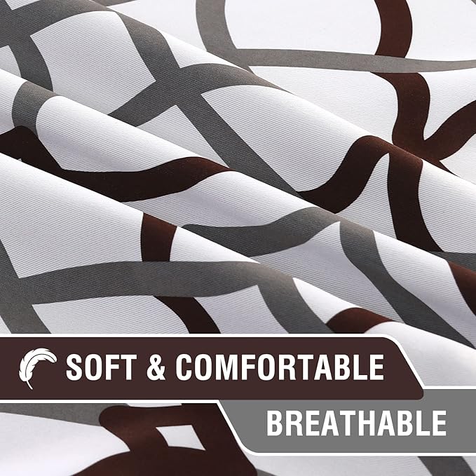 H.VERSAILTEX Blackout Curtains 63 inch Length 2 Panels Set Thermal Curtains & Drapes Window Treatment Noise Reducing Geometric Modern Grommet Living Room Curtains for Bedroom - Brown and Gray - Image 5