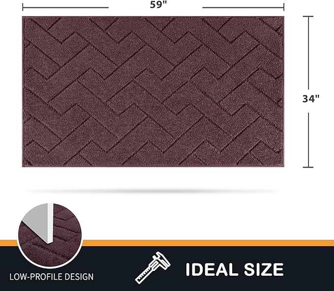 PURRUGS Dirt Trapping Door Mat 34" x 59", Non-Slip Machine Washable Entry Rug, Dog Doormat, Indoor Front Door Mat, Super Absorbent Entryway Rug for Muddy Shoes & Paws, Burgundy Red - Image 2