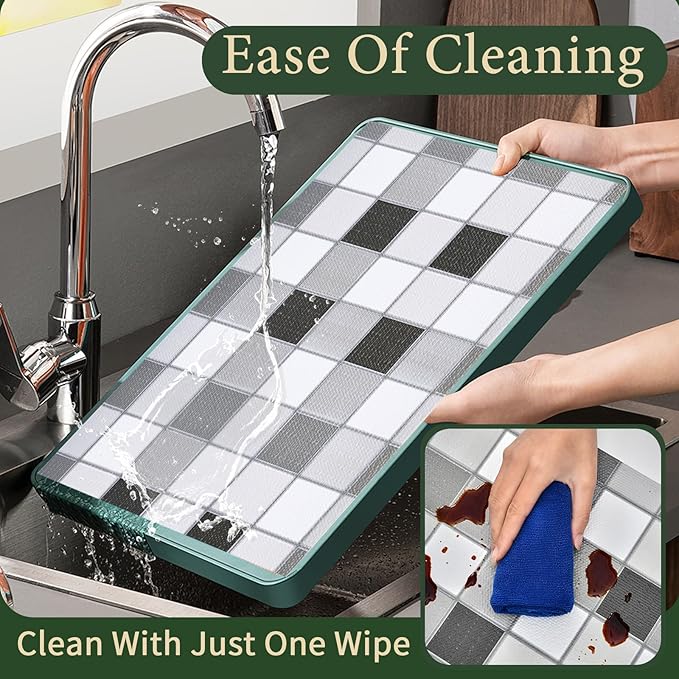 Drawer and Shelf Liner for Kitchen Cabinet: 17 in X 30 Ft Non Slip Waterproof Shelf Paper Non Adhesive Refrigerator Liners Gray Mosaic Easy Liners for Bathroom - Image 4