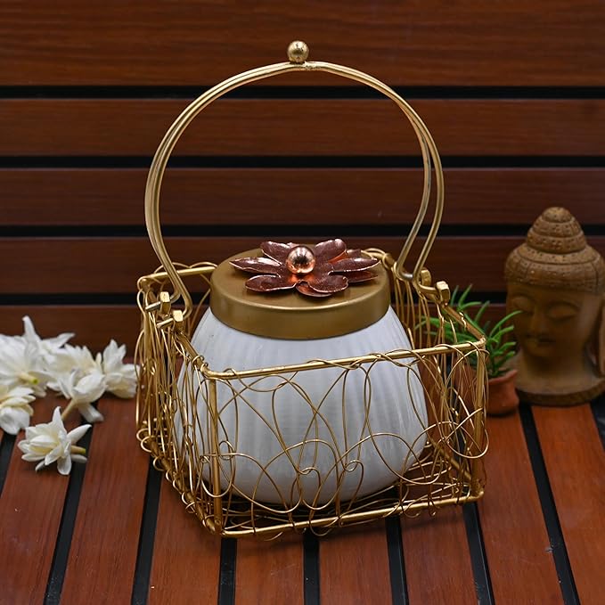 Set of 75 Lot Dry Fruit Jar with Golden Net Basket and Lid 4 Inch, Return Gifts, Serving Bowls/Jars for Parties, Wedding Gifts - Image 2