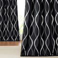 NICETOWN Black Out Curtains 120 inch Long 2 Panels Burg, 52x120 Extra Long Blackout Drapes for Living Room Office Window, Foil Printed Wave Lines Energy Saving Thermal Insulated Draperies for Bedroom by NICETOWN