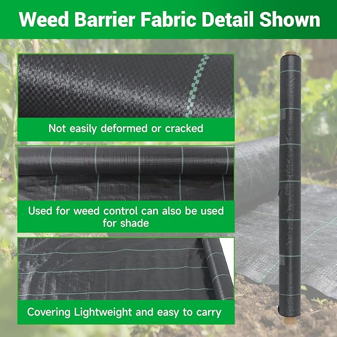 Weed Barrier Fabric Planting Cover - 3 x 100 FT Heavy Duty Landscape Fabric Ground Cover Block for Outdoor Planting - Image 3