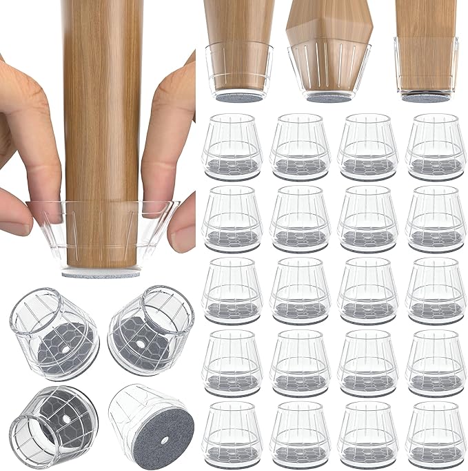 24PCS Silicone Chair Leg Floor Protectors for Hardwood Floors, Thicken Rubber Chair Leg Cap Covers, Non Slip Furniture Leg Pads to Protect Wood Tile Floors from Scratches and Reduce Noise by Violibar