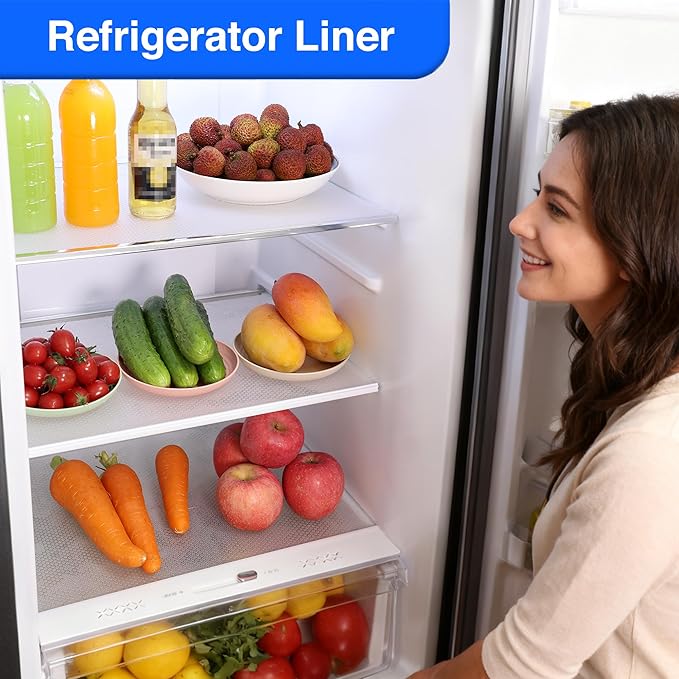 PABUSIOR Clear Cabinet Shelf Liner: Waterproof Bathroom Drawer Mat 17.7 x 96 Inch - Protector Kitchen Cupboard Liners for Closet Pantry Shelves - Easy to Cut Translucent Refrigerator Mats - Image 4