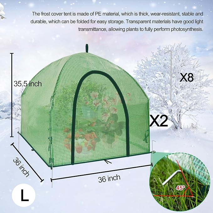 36″*36″*35.5″ Mini Greenhouse Winter Plant Warm Covers - Raised Bed Cover for Seed Starting, Warm Tent Freeze Protection Humidity Domes for Gardening & Winter Shelter and Protecting Plants 2pcs - Image 3
