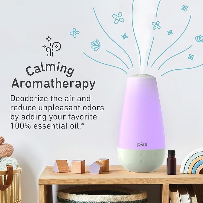 Pure Enrichment® PureBaby® 3-in-1 Whisper-Quiet Humidifier, Color Changing Night Light, & Essential Oil Diffuser for Baby Nursery & Kids Bedroom to Relieve Congestion, Colds, & Coughs (Whisper Green) - Image 3