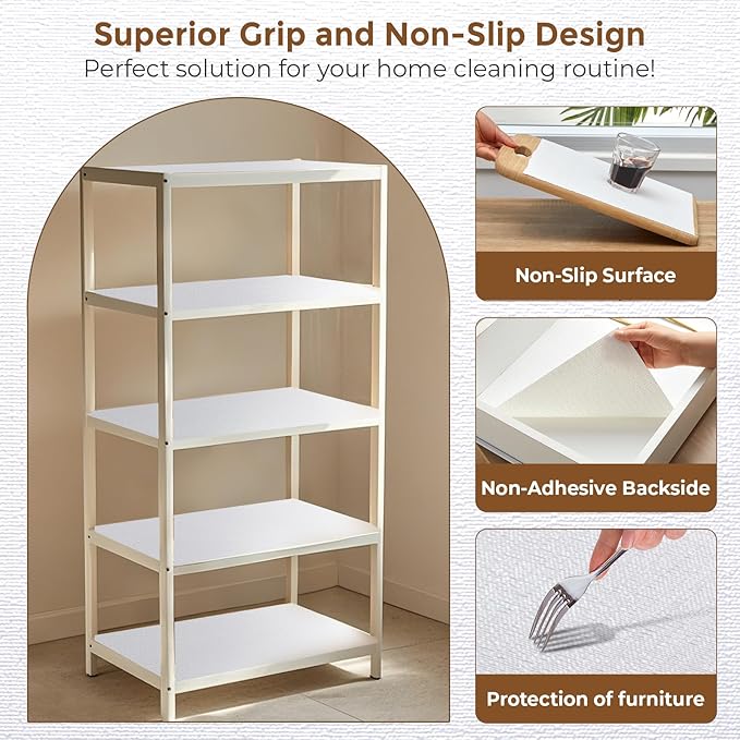 Coavas Extra Grip Thickened Shelf and Drawer Liner - Non-Adhesive Non-Slip Waterproof Mats for Kitchen Cabinets, Drawers, Shelves, Dresser & Cupboard, Easy Cut DIY (White, 24IN x 20FT) - Image 2