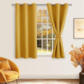 Hiasan Short Blackout Curtains for Bedroom - Thermal Insulated & Light Blocking Window Curtains for Living Room, 2 Drape Panels Sewn with Tiebacks, Mustard Yellow, 38 x 45 Inch by Hiasan