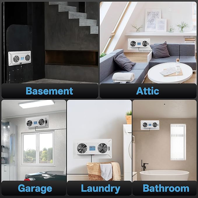 240 CFM Crawlspace Vent Fan, With Thermostat,Humidistat, Crawlspace Fans, For Moisture Reduction, Radon Mitigation, Freeze Protection, Ideal for Basement, Attic, Crawl Space Fan Vent(Air Out) - Image 6