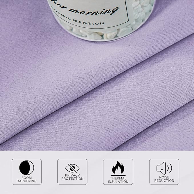 MYSKY HOME Lilac Blackout Curtains for Living Room, 63 Inch Long Grommet Room Darkening Curtain for Bedroom, Amazing Triple Weave Thermal Insulated Curtain, 1 Curtain Panel, 52 x 63 Inch, Lilac - Image 5