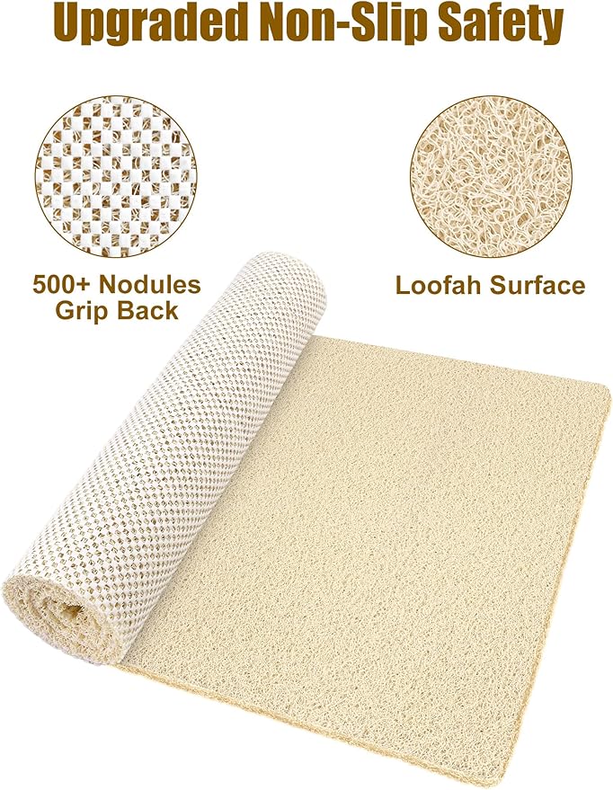 Large Shower Mat, Yonala 23.6 x 35.4 Inch Non Slip Shower Mats for Inside Shower, Soft PVC Loofah Shower Floor Mat, Quick Drying, Easy Clean - Image 3