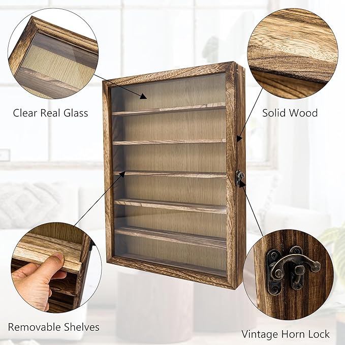 12x16 Shadow Box Frame with Removable Shelves,Collectible Display Shelves Case,Military Challenge Coin Display Case,Wood Shadow Boxes Display Cases for Keepsake,Pictures - Image 4
