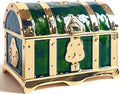 Retro Jewelry Box Arched Vintage Rectangular Metal Chest Necklace Ring Earrings Storage Case for Women Girls (Golden Transparent Green, S) by Unknown