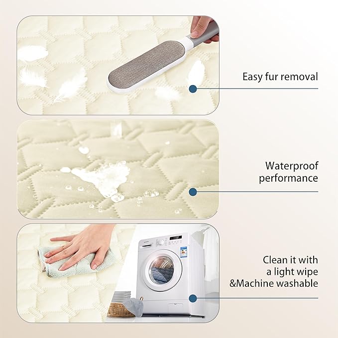 gogobunny 100% Double-Sided Waterproof Dog Bed Cover Pet Blanket Sofa Couch Furniture Protector for Puppy Large Dog Cat, Reversible (40x50 Inch (Pack of 1), Dark Cream/Light Cream) - Image 8
