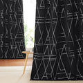 NICETOWN Blackout Curtains for Patio, Modern Foil Printed Geometric Line Home Decoration Thermal Insulated Grommet Blackout Drapes for Large Window Living Room (2 Panels, 52 inches x 95 inches, Black) by NICETOWN