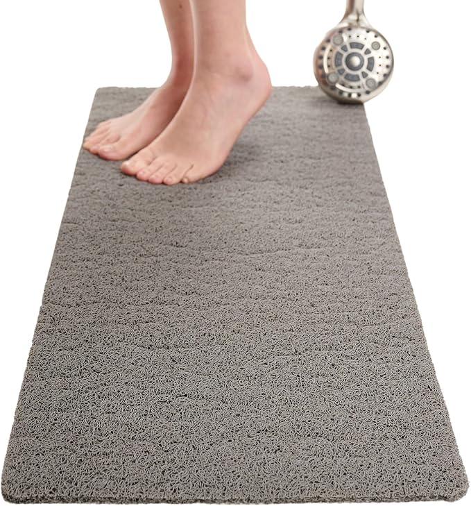 Non Slip Bathtub Mat Shower Mat for Tub - Loofah Bath Mats for Bathroom - 40x16 Bathtub Floor Mat - Textured Anti Slip Bath Mat Without Suction Cups - Secure Mat for Wet Areas (40x16 Gray) by ENKOSI