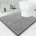 Smiry Luxury Chenille Toilet Rugs U-Shaped 24x24, Soft Absorbent Non-Slip Contour Bathroom Rugs for Toilet, Machine Washable Contoured Bath Mats, Grey by Smiry