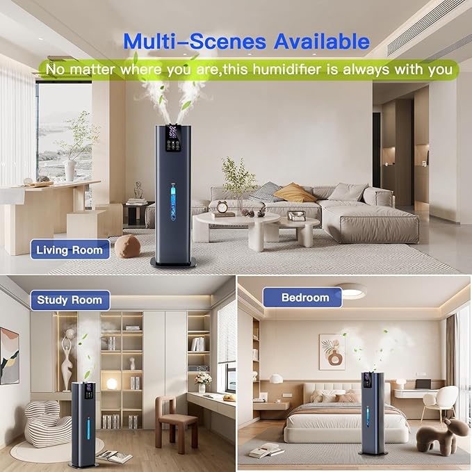 Smart Humidifiers Large Room Bedroom Home, 2.11Gal(8L) Quiet Top Fill Cool Mist Humidifier, Smart App & Remote Control, 3 Speed Humidifier with 360° Nozzle, Humidity Setting for Baby Office(Blue) - Image 9