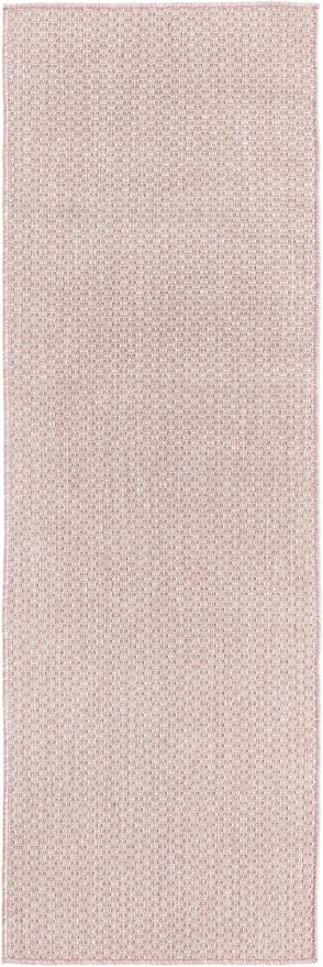 Unique Loom Collection Casual Transitional Solid Heathered Indoor/Outdoor Flatweave Area Rug (2' x 6' 1" Runner, Whisper Pink/Ivory) - Image 3