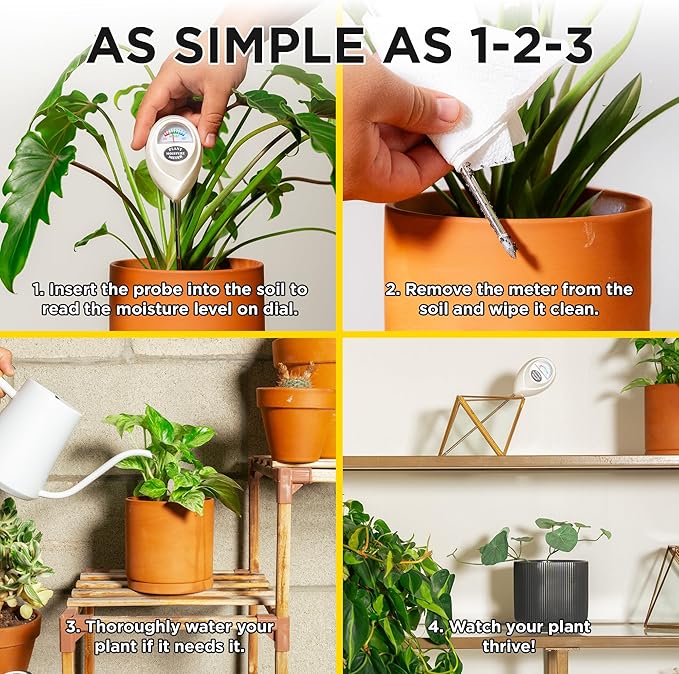 Classy Casita Soil Moisture Meter - Hygrometer Sensor Tool for Indoor and Outdoor Plants - Monitoring Water Levels in Soil House, Gardening, Farm, Lawn, Potted Care - No Batteries Required - White - Image 2