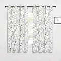 NICETOWN White Curtains with Grey Twist Branches & Flowerrain Pattern, Silver Grommet Romantic Room Darkening Light Blocking Vertical Drapes for Bedroom/Kids Room, W52 x L63, 2 PCs by NICETOWN
