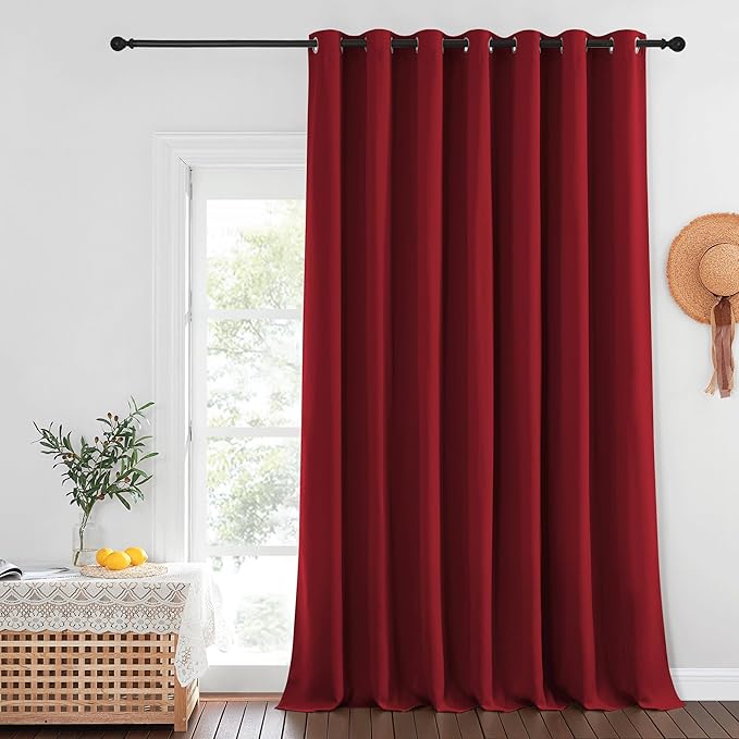 NICETOWN Blackout Curtains for Sliding Glass Door Room Divider Noise Reduce Curtain Panel Portable Window Screen Sliding Partition, W100 x L102 inches, 1 Panel, Burgundy Red by NICETOWN