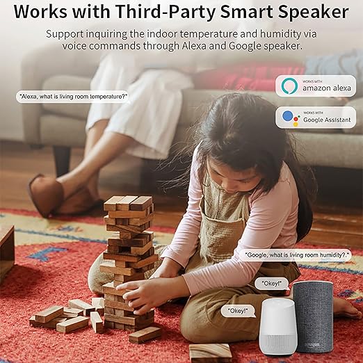 Tuya Smart Wireless Battery Powered Humidity and Temperature Sensor, Free Data Storage Export, Long-Lasting for Home/Basement/Baby Room, Alexa Compatible, Real-Time Alerts via App (2 Pack) - Image 2