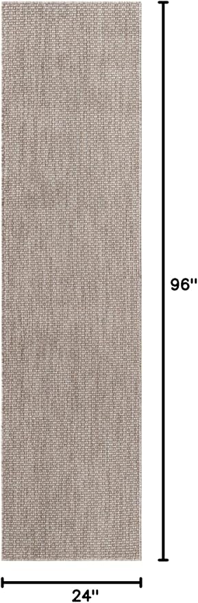 Unique Loom Collection Casual Transitional Solid Heathered Indoor/Outdoor Flatweave Area Rug (2' x 8' Runner, Beige/Ivory) - Image 2