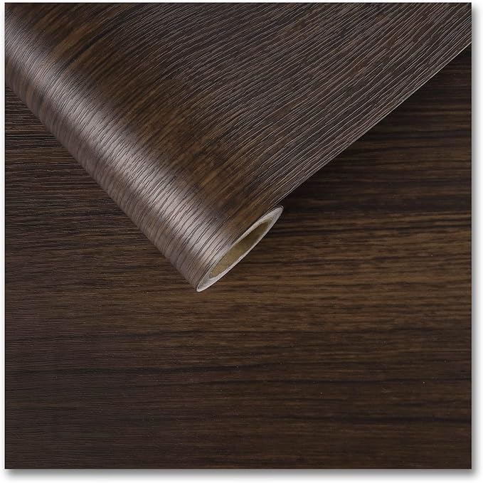 CRE8TIVE Dark Brown Wood Peel and Stick Wallpaper Textured Faux Wood Grain Contact Paper for Walls Cabinets Vinyl Self Adhesive Removable Brown Wallpaper for Bathroom Countertops Table Top 12"x354" by CRE8TIVE