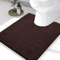 Smiry Luxury Chenille Toilet Rugs U-Shaped 24x20, Soft Absorbent Non-Slip Contour Bathroom Rugs for Toilet, Machine Washable Contoured Bath Mats, Brown by Smiry