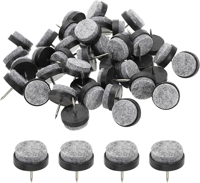 PATIKIL 22 mm Nail-on Felt Pads, 72 Pcs Round Felt Furniture Sliders Pads Heavy Duty Floor Protectors for Wooden Chair Sofa Cabinet Table Leg Feet Hardwood Floors, Black by PATIKIL