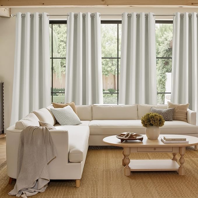 NICETOWN Natural Faux Linen Room Darkening Rod Pocket Curtains 63 inch Length, W42 x L63, Light Blocking Thermal Insulated Noise Reducing Drapes for Bedroom Living Room Farmhouse Decor, 2 Panels - Image 4