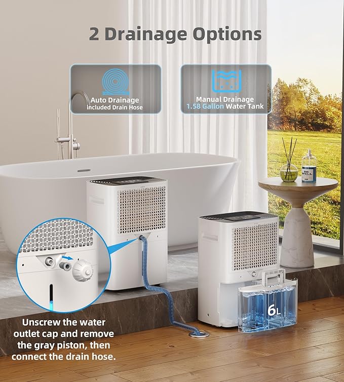 5500 Sq.Ft Dehumidifier for Basement, WPSOERT 80 Pints Dehumidifiers for Home with Drain Hose, 1.6 Gallon Water Tank, Smart Humidity Control, Auto Defrost, 24-Hour Timer, Child Lock - Image 2