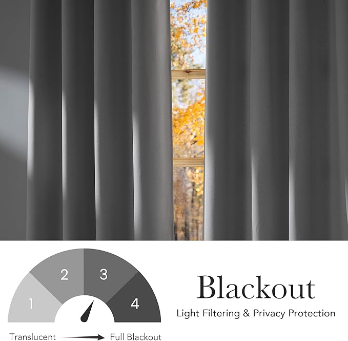 NICETOWN Greyish White Faux Linen Room Darkening Rod Pocket Curtains 63 inch Length, W42 x L63, Light Blocking Thermal Insulated Noise Reducing Drapes for Bedroom Living Room Farmhouse Decor, 2 Panels - Image 6