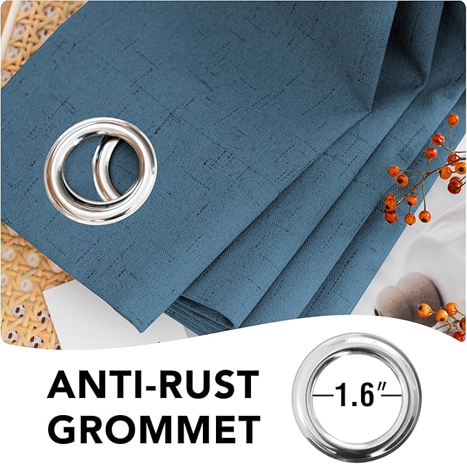 H.VERSAILTEX 100% Blackout Curtains for Bedroom Thermal Insulated Linen Textured Curtains Heat and Full Light Blocking Drapes Living Room Curtains 2 Panel Sets, Blue Sapphire, 52x108 Inch - Image 6