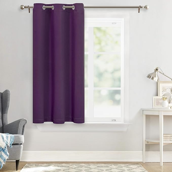 MYSKY HOME Blackout Curtain for Bedroom, Purple Curtains 54 Inch Long Small Window Curtains Grommet Room Darkening Curtain, Thermal Insulated Curtain, 1 Curtain Panel, 42 x 54 Inch, Purple - Image 8
