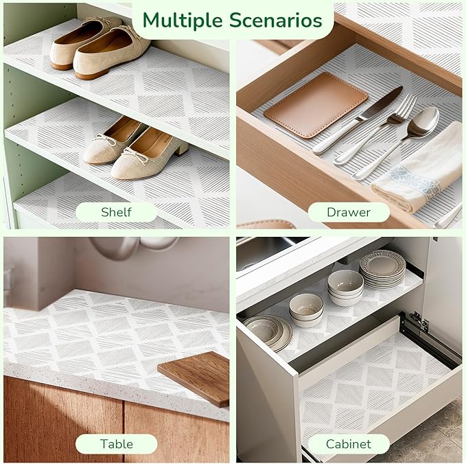 Shelf and Drawer Liners for Kitchen Cabinets Non-Adhesive 12" x20FT, Non-Slip Cabinet Liner, Waterproof Shelf Paper Thickened Washable Mats, Protection for Shelves, Cupboard, Pantry, Drawers, Dresser - Image 8
