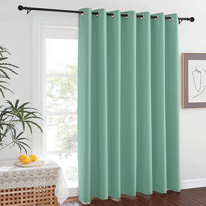 NICETOWN 84 inch Sliding Door Curtains for Bedroom, Grommet Thermal Insulated Blackout Window Treatment Sound Reducing Drape for Living Room, Aqua Blue, 1 Panel, W100 x L84 by NICETOWN