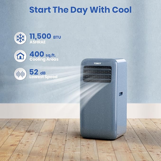TOSOT 11,500 BTU (8,000 BTU SACC) Portable Air Conditioner WiFi Control, 3-in-1 Portable AC, Dehumidifier, Fan for Large Rooms Up to 400 sq ft, Easy Installation, AOMI Series, Steel Blue - Image 2
