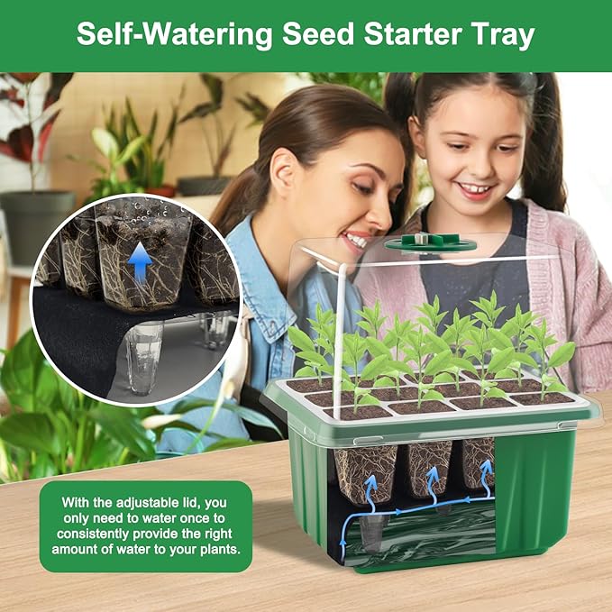 Self-Watering Seed Starter Tray with Timed Grow Light, 6 Packs Plant Starter Tray Seedling Starter Kit with Humidity Domes Base Indoor Mini Greenhouse for Gardening Seeds Growing Starting - Image 2