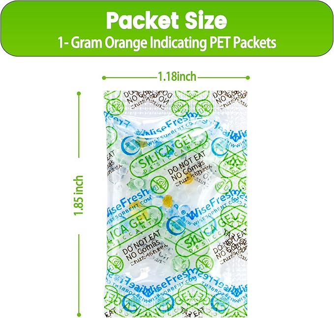 50Pcs 1 Gram Food Safe Desiccant Packs, Silica Gel Packets, Indicating Desiccant Moisture Absorbers for Storage - Image 2
