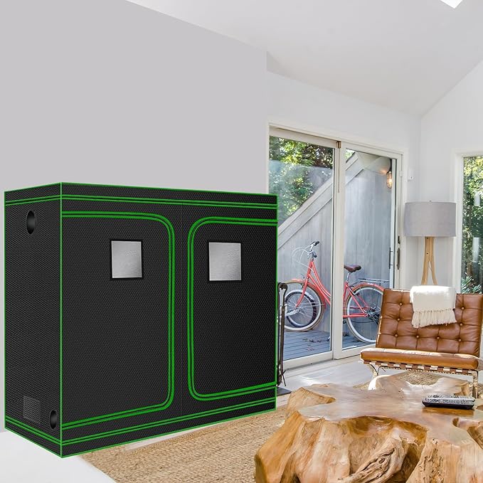 MELONFARM 4x8 Grow Tent, 96"x48"x80" High Reflective 600D Diamond Mylar Canvas with Observation Window and Floor Tray for Hydroponic Indoor Plant Growing - Image 9