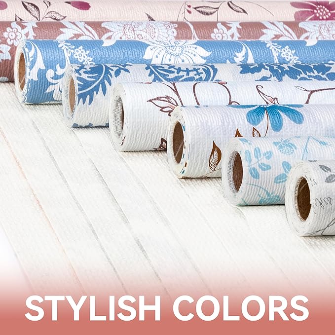 RAY STAR Shelf Liner, Non Adhesive Vintage Navy Blue Floral Kitchen Cabinet Liner for Pantry Drawer, Strong Grip Non Slip, Shelf Liners for Kitchen Cabinets Cupboard 18 Inch x 16 FT - Image 9