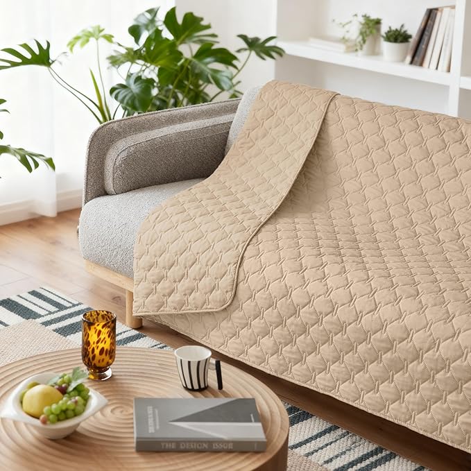 gogobunny 3X Stronger Waterproof Pet Blanket, Scratch Proof Furniture Protector for Dogs Cats, Reversible Cover 82x102 Inch, Dark Beige - Image 7